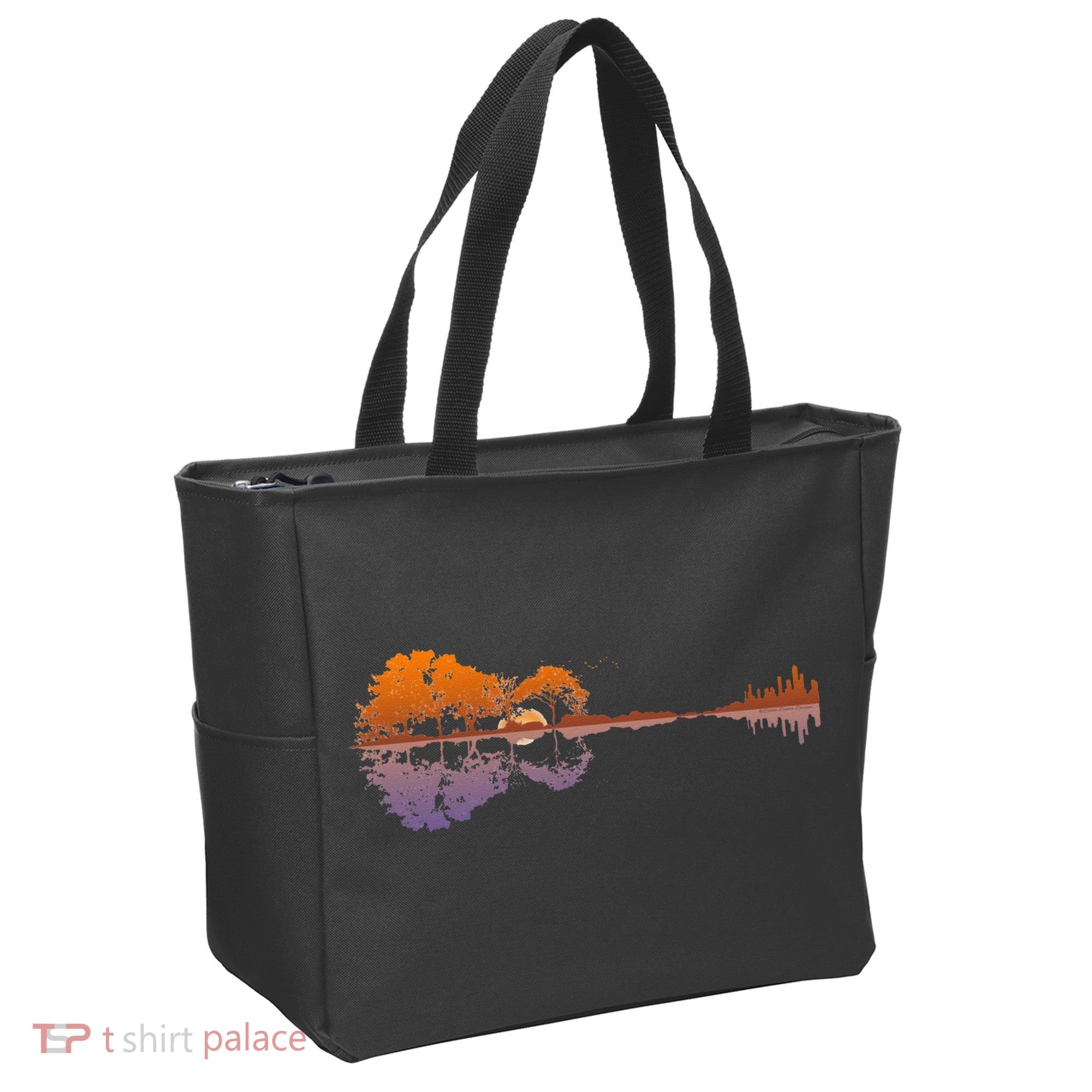 Guitar Lake Reflections Music Lover Tote Bag