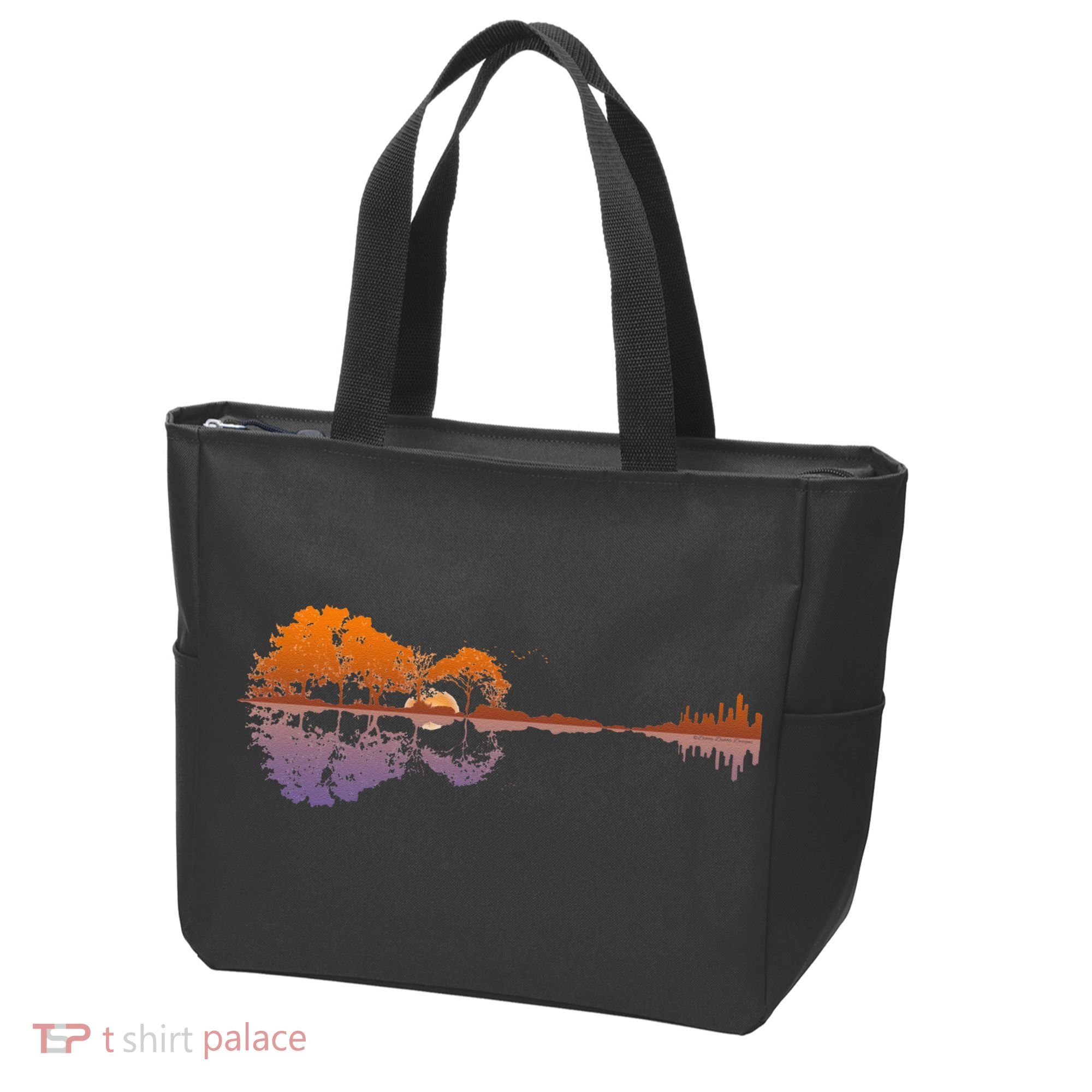 Guitar Lake Reflections Music Lover Tote Bag