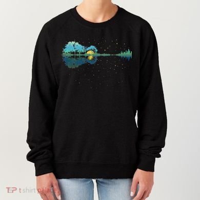 Guitar Lake Reflections Night Sky And Moon Guitar Women's Sweatshirt