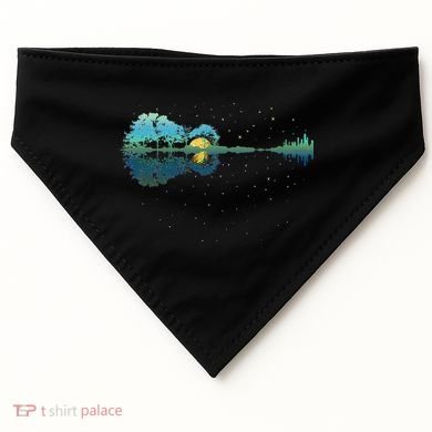 Guitar Lake Reflections Night Sky And Moon Guitar USA-Made Doggie Bandana