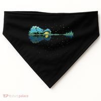 Guitar Lake Reflections Night Sky And Moon Guitar USA-Made Doggie Bandana thumb 0