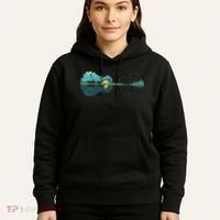 Guitar Lake Reflections Night Sky And Moon Guitar Hoodie thumb 5