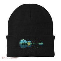 Guitar Lake Reflections Night Sky And Moon Guitar Beanie thumb 0