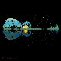 Guitar Lake Reflections Night Sky And Moon Guitar Women's Hoodie thumb 2
