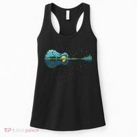 Guitar Lake Reflections Night Sky And Moon Guitar Women's Tank Top thumb 0