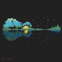 Guitar Lake Reflections Night Sky And Moon Guitar Hat thumb 2
