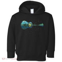 Guitar Lake Reflections Night Sky And Moon Guitar Toddler Hoodie thumb 0