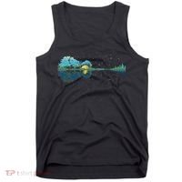 Guitar Lake Reflections Night Sky And Moon Guitar Tank Top thumb 0