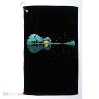 Guitar Lake Reflections Night Sky And Moon Guitar Golf Towel thumb 0