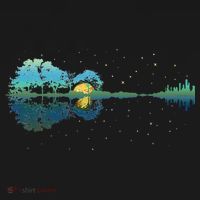 Guitar Lake Reflections Night Sky And Moon Guitar Toddler T-Shirt thumb 4