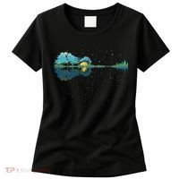 Guitar Lake Reflections Night Sky And Moon Guitar Women's T-Shirt thumb 0