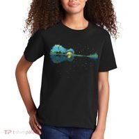 Guitar Lake Reflections Night Sky And Moon Guitar Kids T-Shirt thumb 2