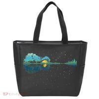 Guitar Lake Reflections Night Sky And Moon Guitar Tote Bag thumb 0