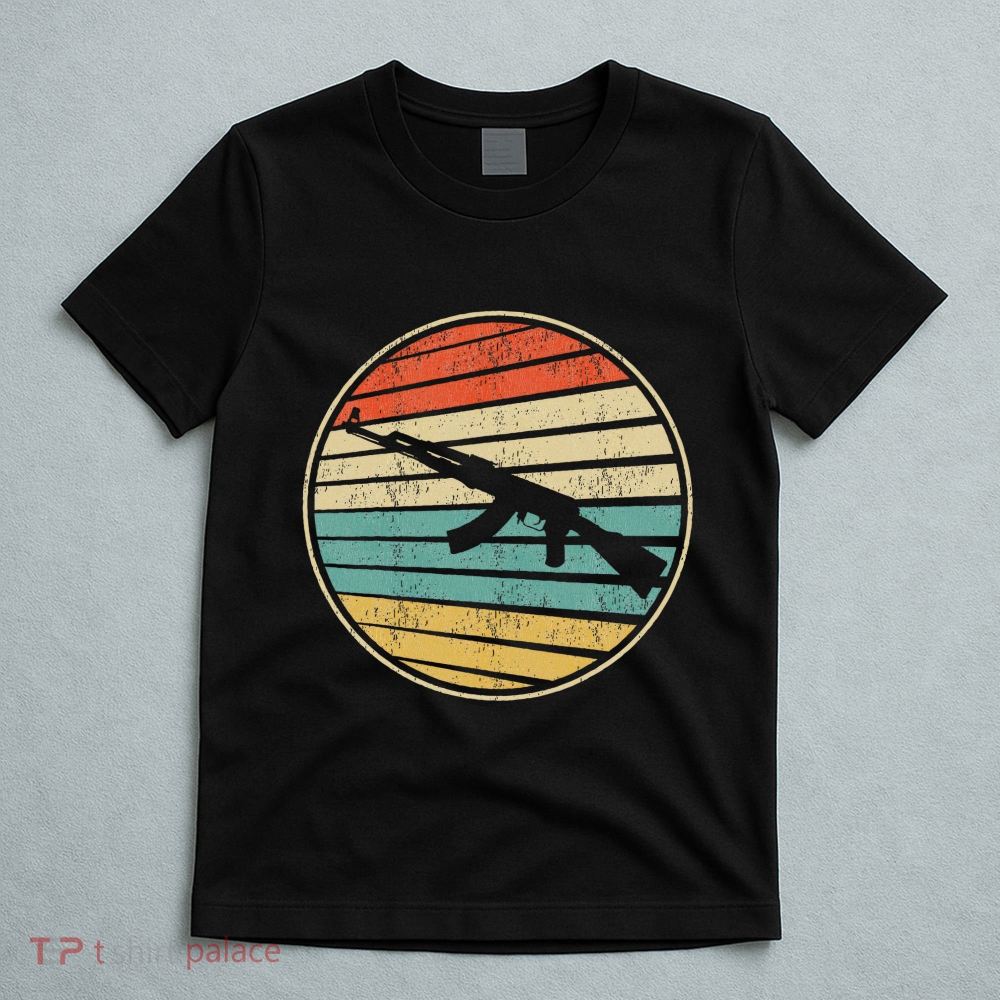 Gun Lover Retro Vintage 70s 80s Ak47 Assault Rifle Art Fun T-Shirt