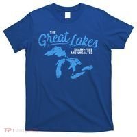 Great Lakes Shark Free And Unsalted Summer Vacation Lake Life Gift T-Shirt thumb 0