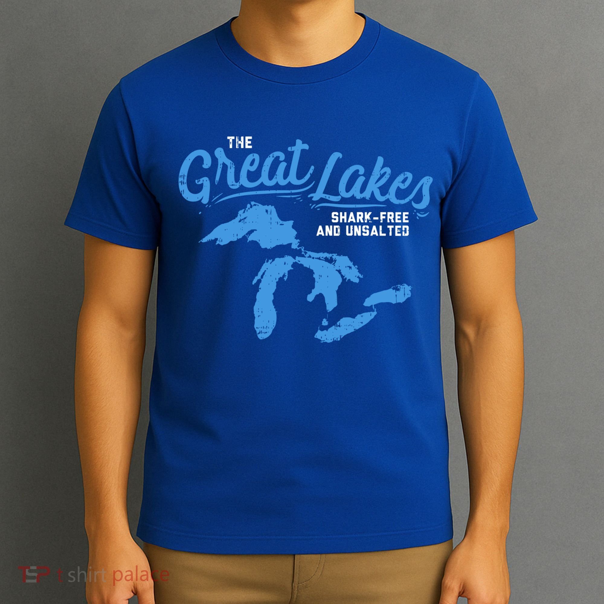 Great Lakes Shark Free And Unsalted Summer Vacation Lake Life Gift T-Shirt