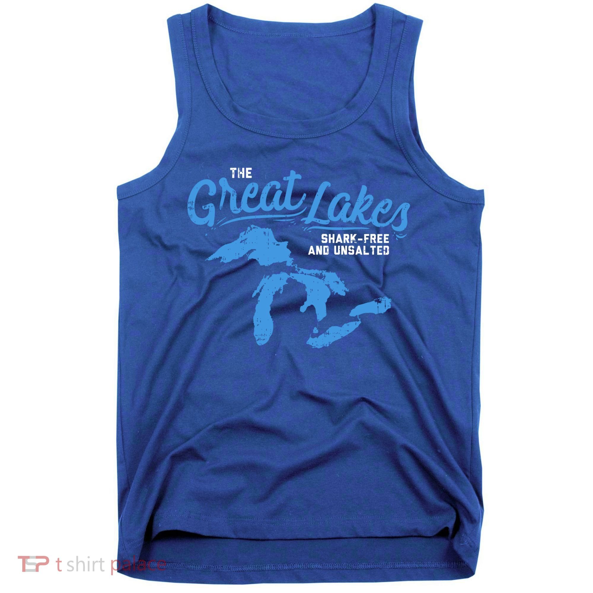 Great Lakes Shark Free And Unsalted Summer Vacation Lake Life Gift Tank Top
