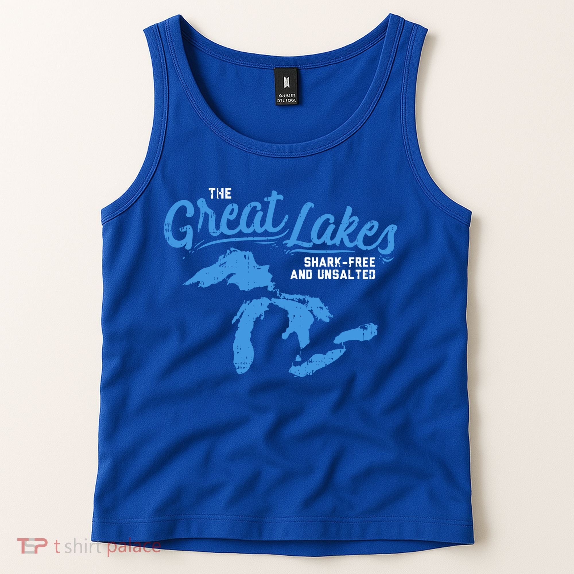 Great Lakes Shark Free And Unsalted Summer Vacation Lake Life Gift Tank Top