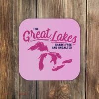 Great Lakes Shark Free And Unsalted Summer Vacation Funny Gift Coaster thumb 0