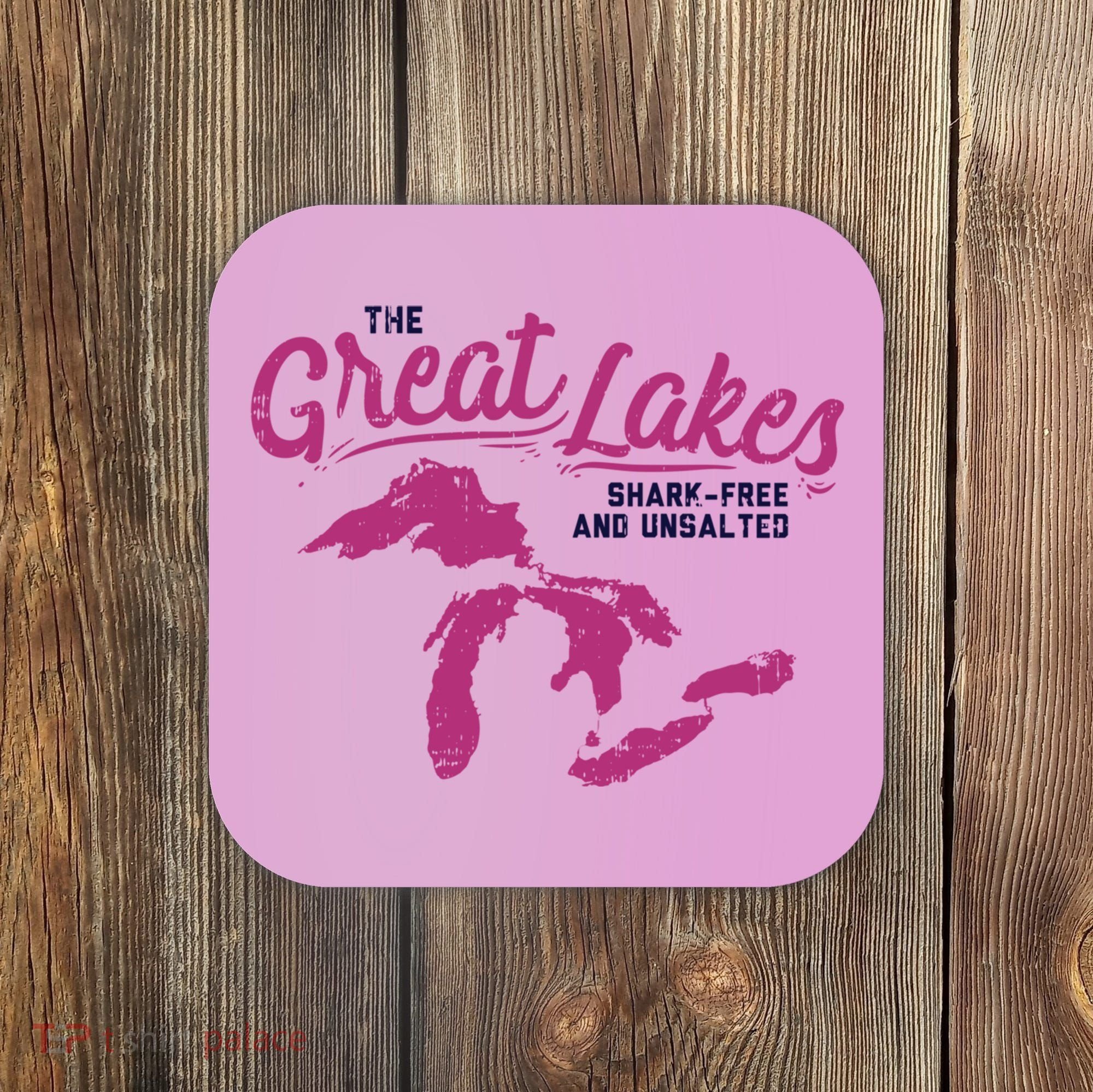Great Lakes Shark Free And Unsalted Summer Vacation Funny Gift Coaster