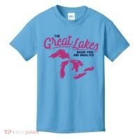 Great Lakes Shark Free And Unsalted Summer Vacation Funny Gift Kids T-Shirt thumb 0