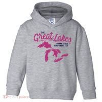 Great Lakes Shark Free And Unsalted Summer Vacation Funny Gift Toddler Hoodie thumb 0