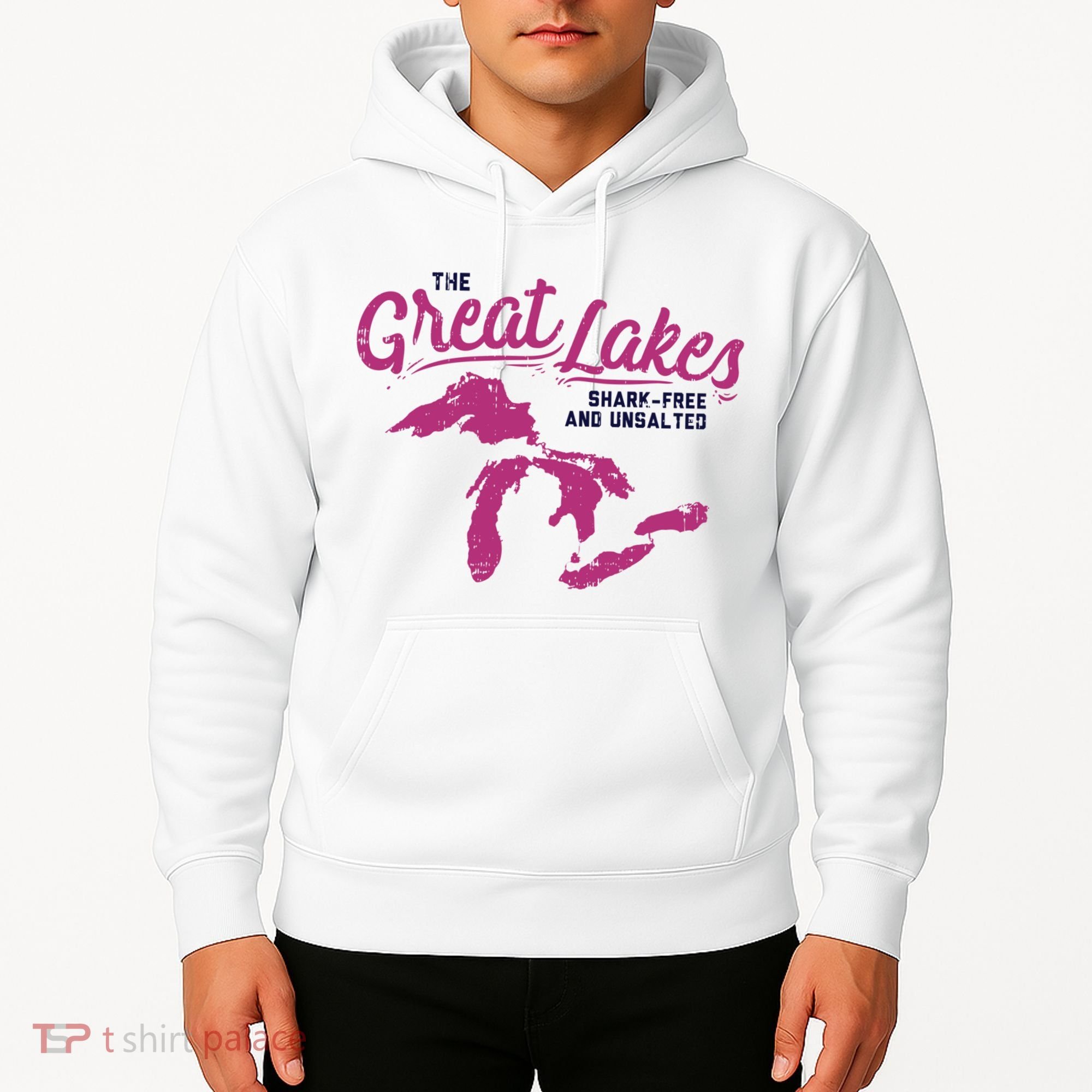 Great Lakes Shark Free And Unsalted Summer Vacation Funny Gift Hoodie