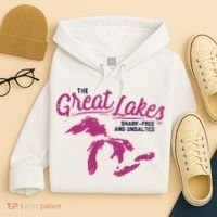Great Lakes Shark Free And Unsalted Summer Vacation Funny Gift Hoodie thumb 4