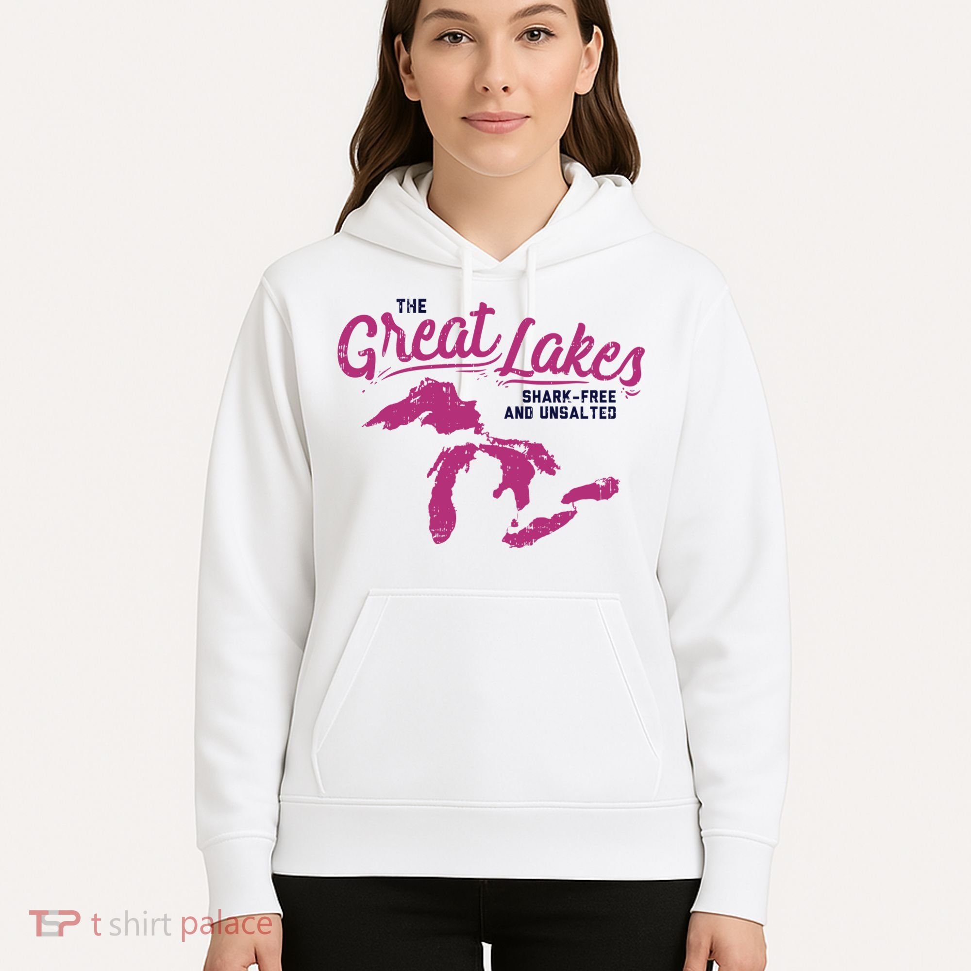 Great Lakes Shark Free And Unsalted Summer Vacation Funny Gift Hoodie