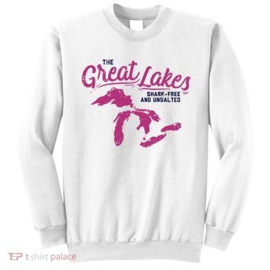 Great Lakes Shark Free And Unsalted Summer Vacation Funny Gift Sweatshirt