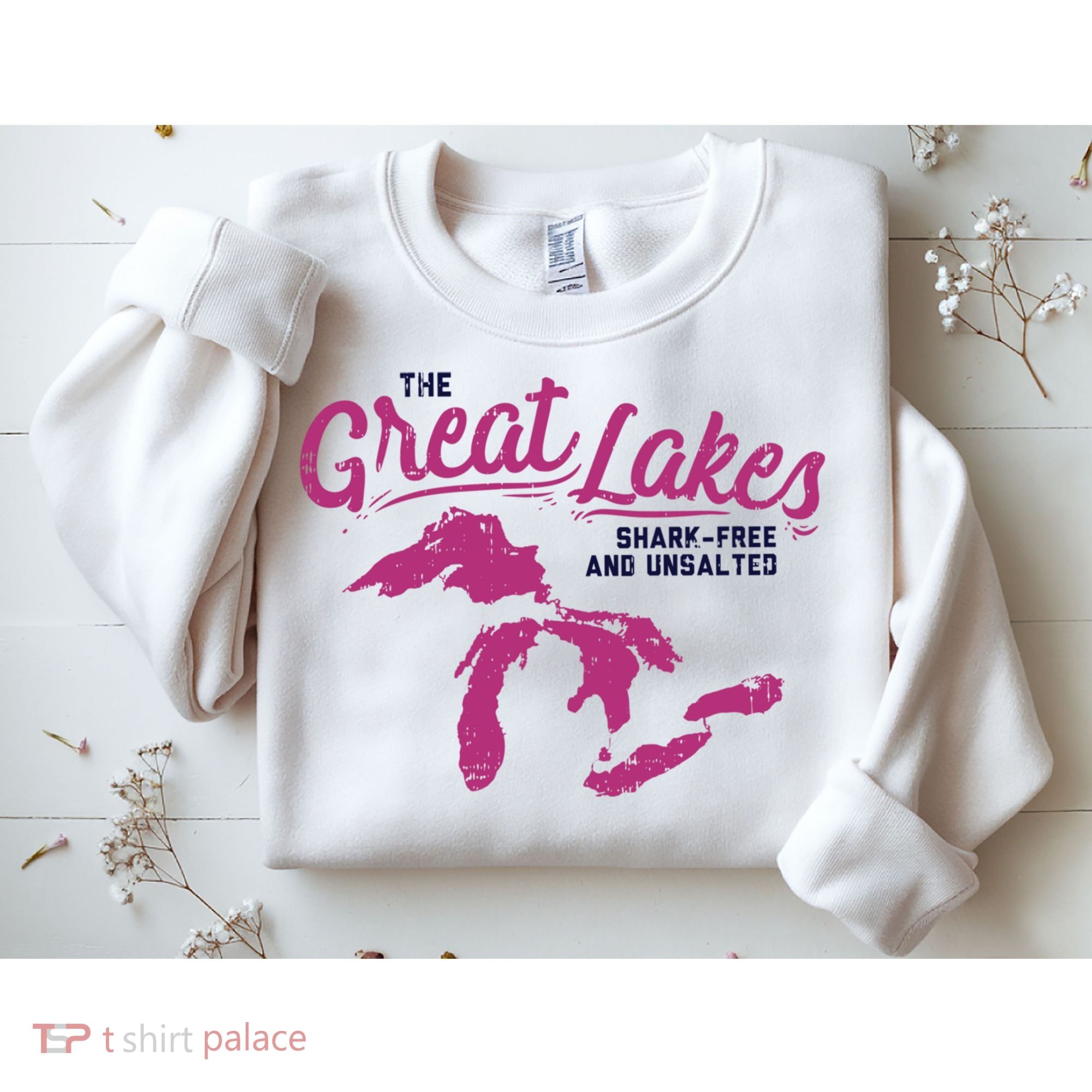 Great Lakes Shark Free And Unsalted Summer Vacation Funny Gift Sweatshirt