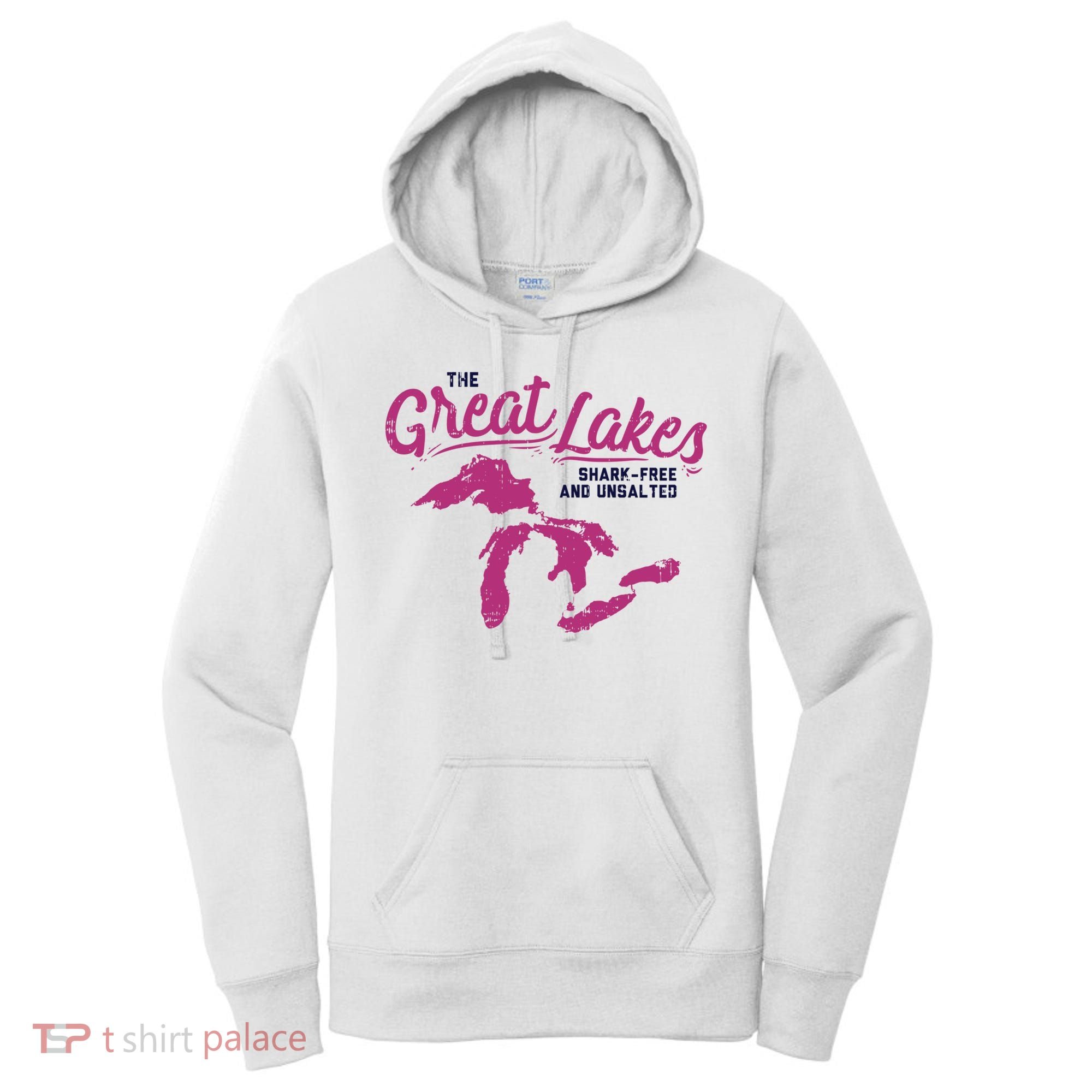 Great Lakes Shark Free And Unsalted Summer Vacation Funny Gift Women's Hoodie