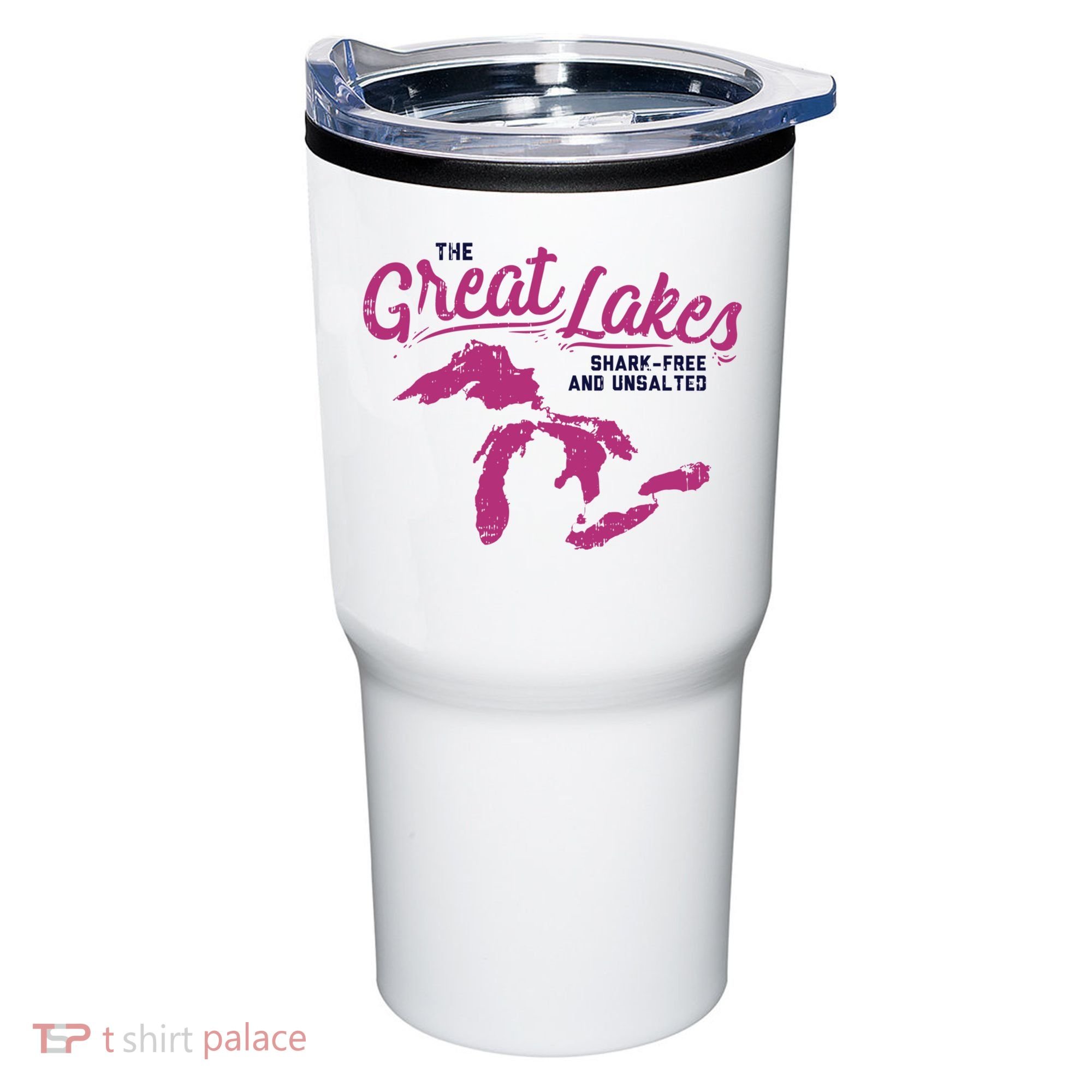 Great Lakes Shark Free And Unsalted Summer Vacation Funny Gift Tumbler