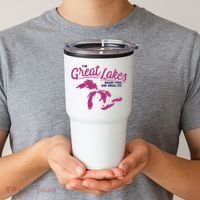 Great Lakes Shark Free And Unsalted Summer Vacation Funny Gift Tumbler thumb 2