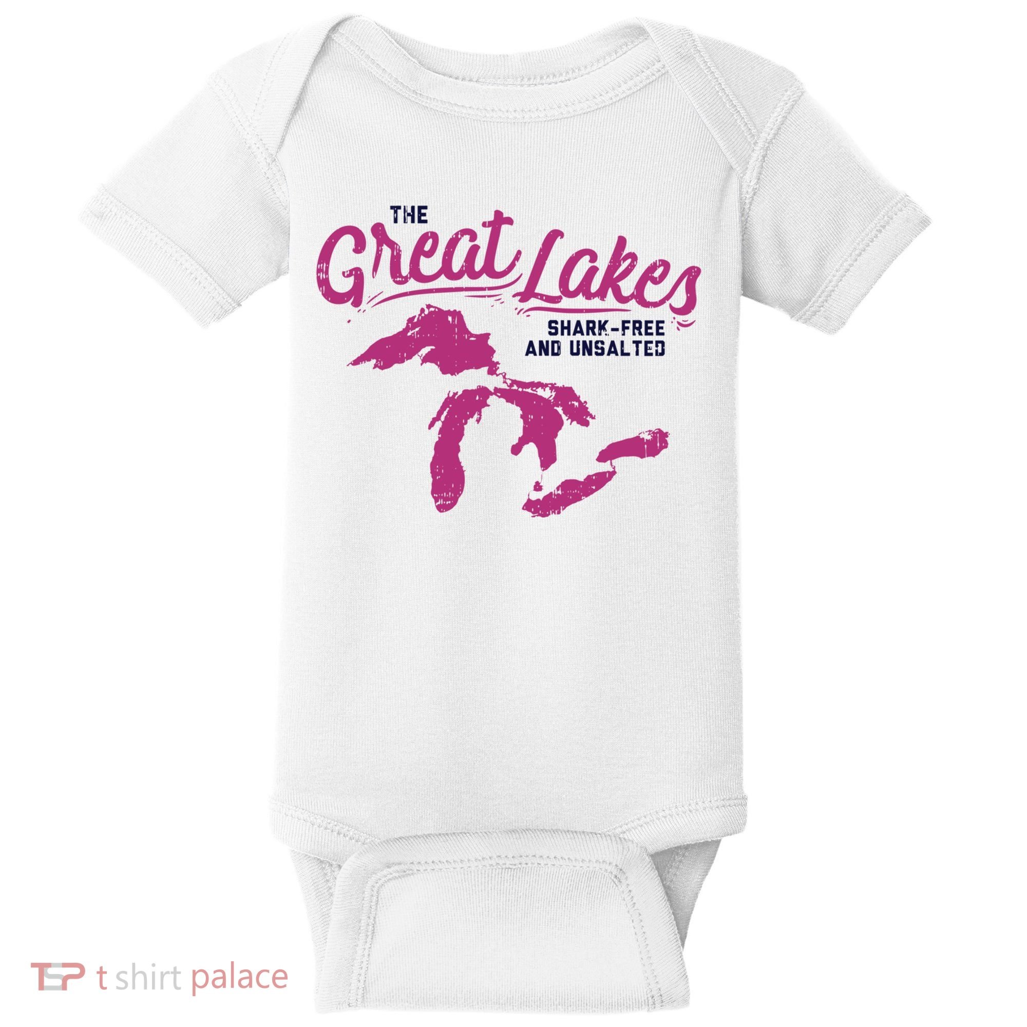 Great Lakes Shark Free And Unsalted Summer Vacation Funny Gift Baby Bodysuit