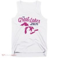 Great Lakes Shark Free And Unsalted Summer Vacation Funny Gift Tank Top thumb 0