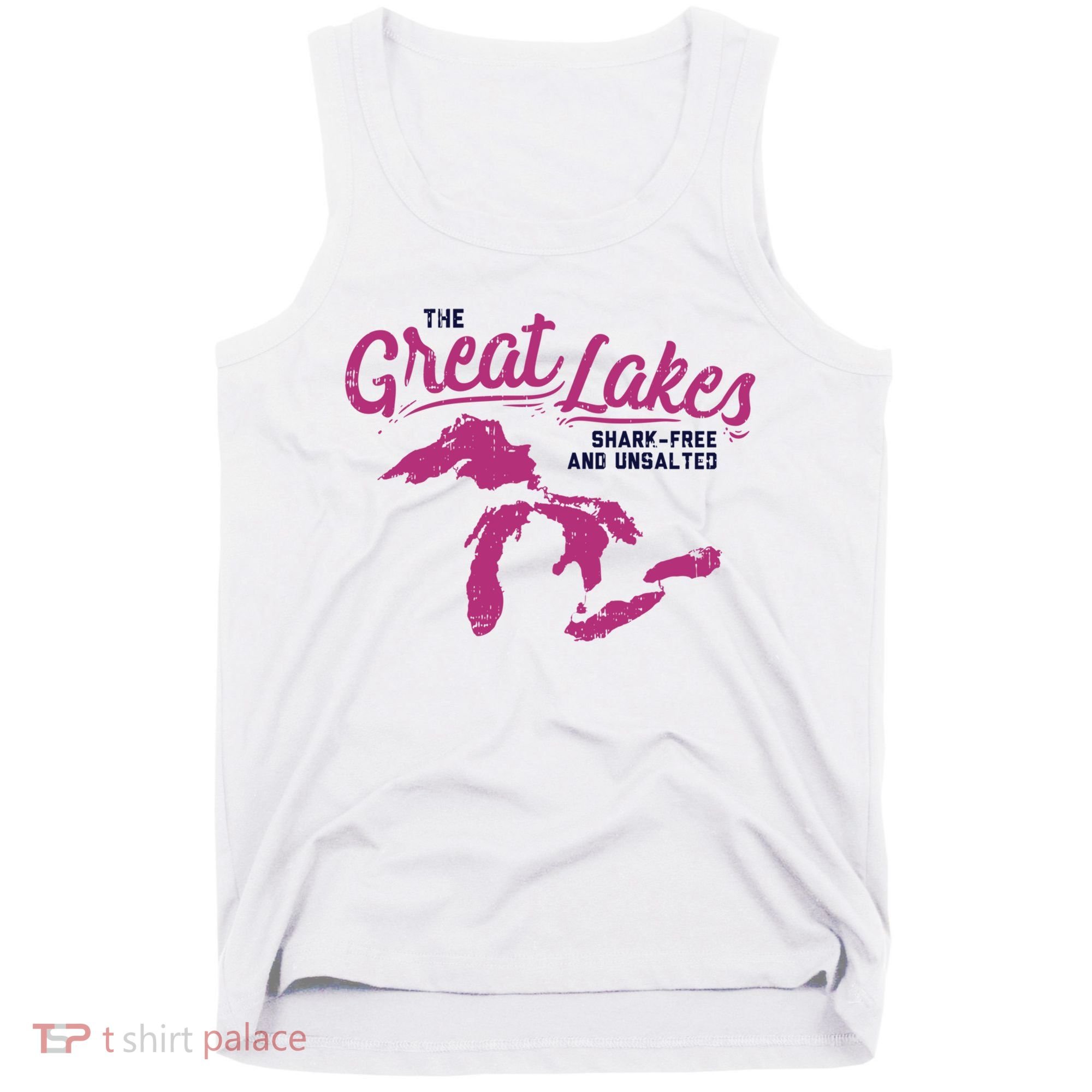 Great Lakes Shark Free And Unsalted Summer Vacation Funny Gift Tank Top