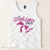 Great Lakes Shark Free And Unsalted Summer Vacation Funny Gift Tank Top thumb 2