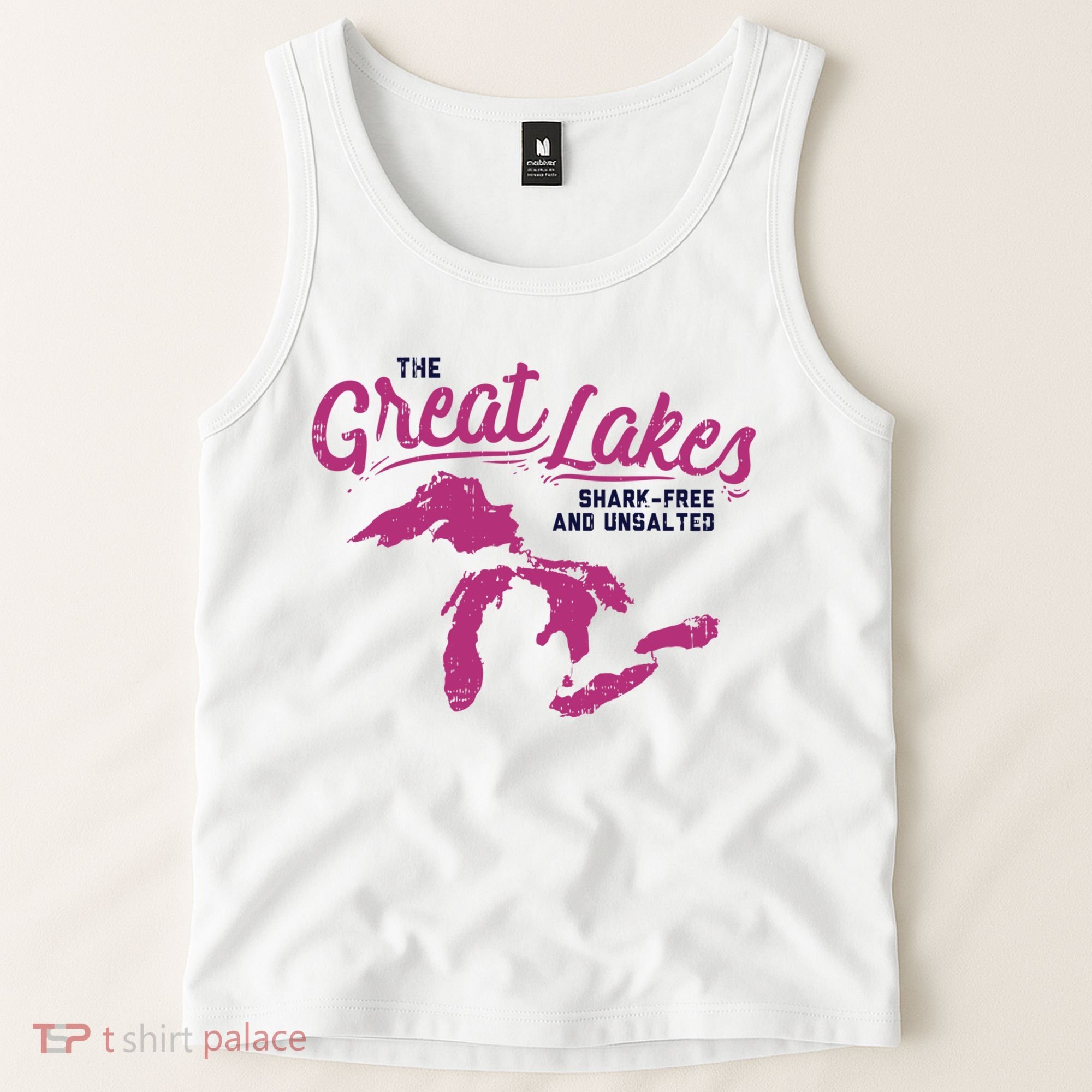Great Lakes Shark Free And Unsalted Summer Vacation Funny Gift Tank Top