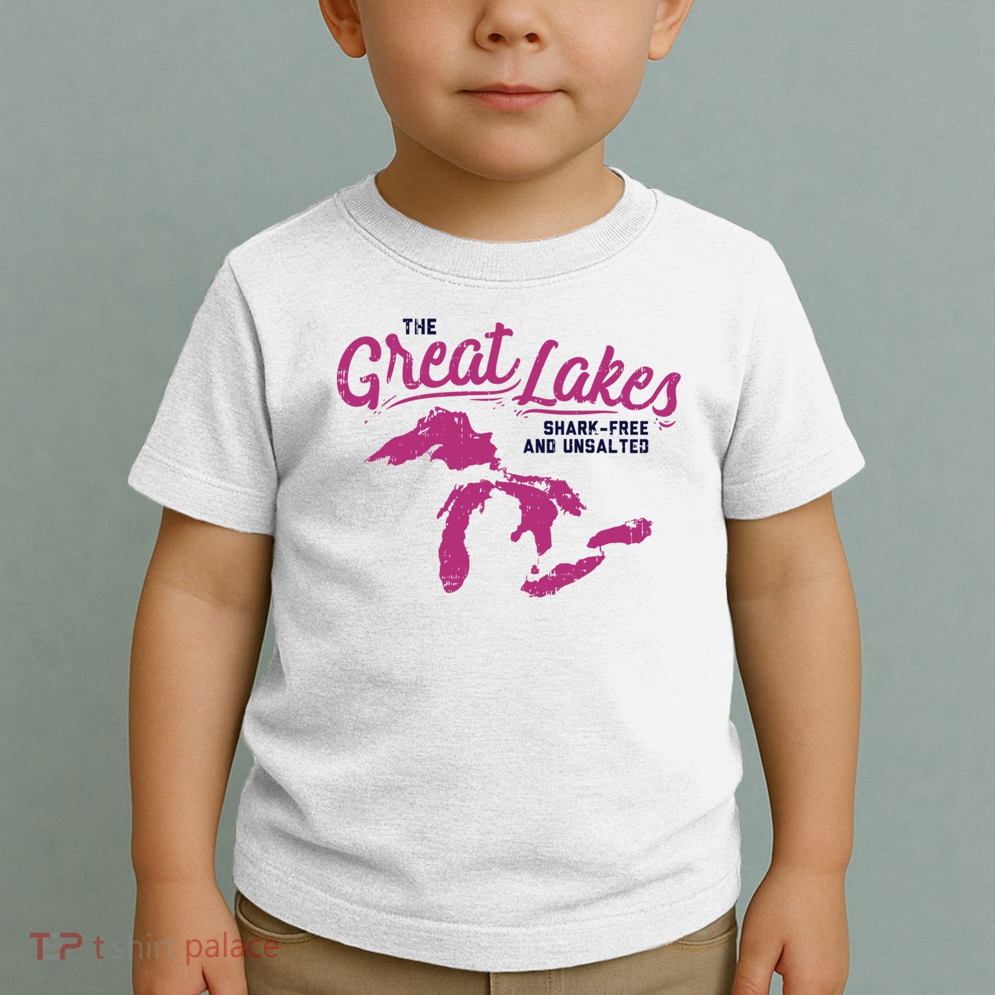 Great Lakes Shark Free And Unsalted Summer Vacation Funny Gift Toddler T-Shirt