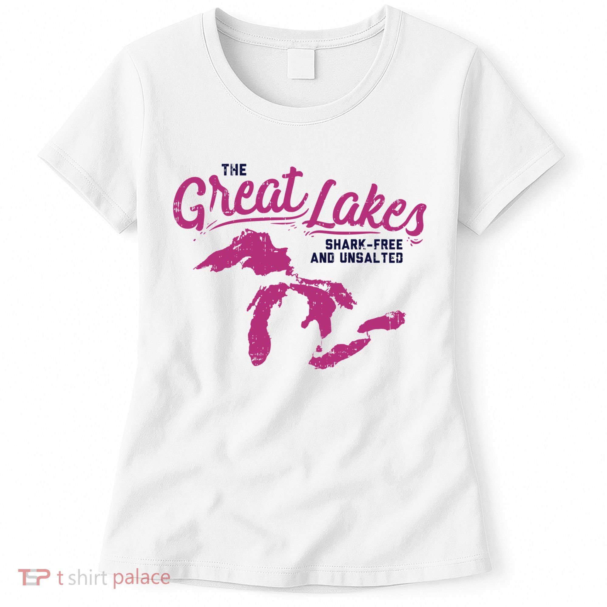 Great Lakes Shark Free And Unsalted Summer Vacation Funny Gift Women's T-Shirt