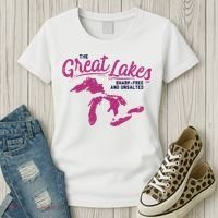 Great Lakes Shark Free And Unsalted Summer Vacation Funny Gift Women's T-Shirt thumb 3