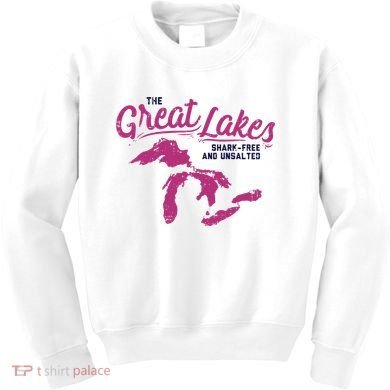 Great Lakes Shark Free And Unsalted Summer Vacation Funny Gift Kids Sweatshirt