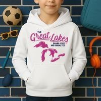 Great Lakes Shark Free And Unsalted Summer Vacation Funny Gift Kids Hoodie thumb 2