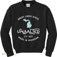 Great Lakes State Unsalted Est 1837 Made In Michigan Kids Sweatshirt thumb 0