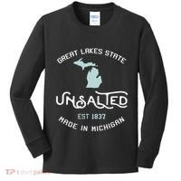 Great Lakes State Unsalted Est 1837 Made In Michigan Kids Long Sleeve Shirt thumb 0