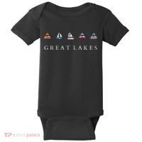 Great Lakes Sailing Americana Lake Michigan Lake Superior Baby Bodysuit thumb 0