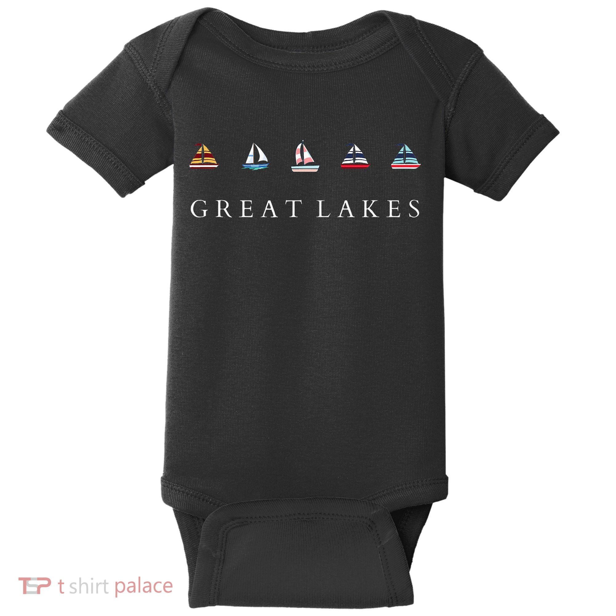 Great Lakes Sailing Americana Lake Michigan Lake Superior Baby Bodysuit