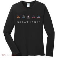 Great Lakes Sailing Americana Lake Michigan Lake Superior Women's Long Sleeve Shirt thumb 0