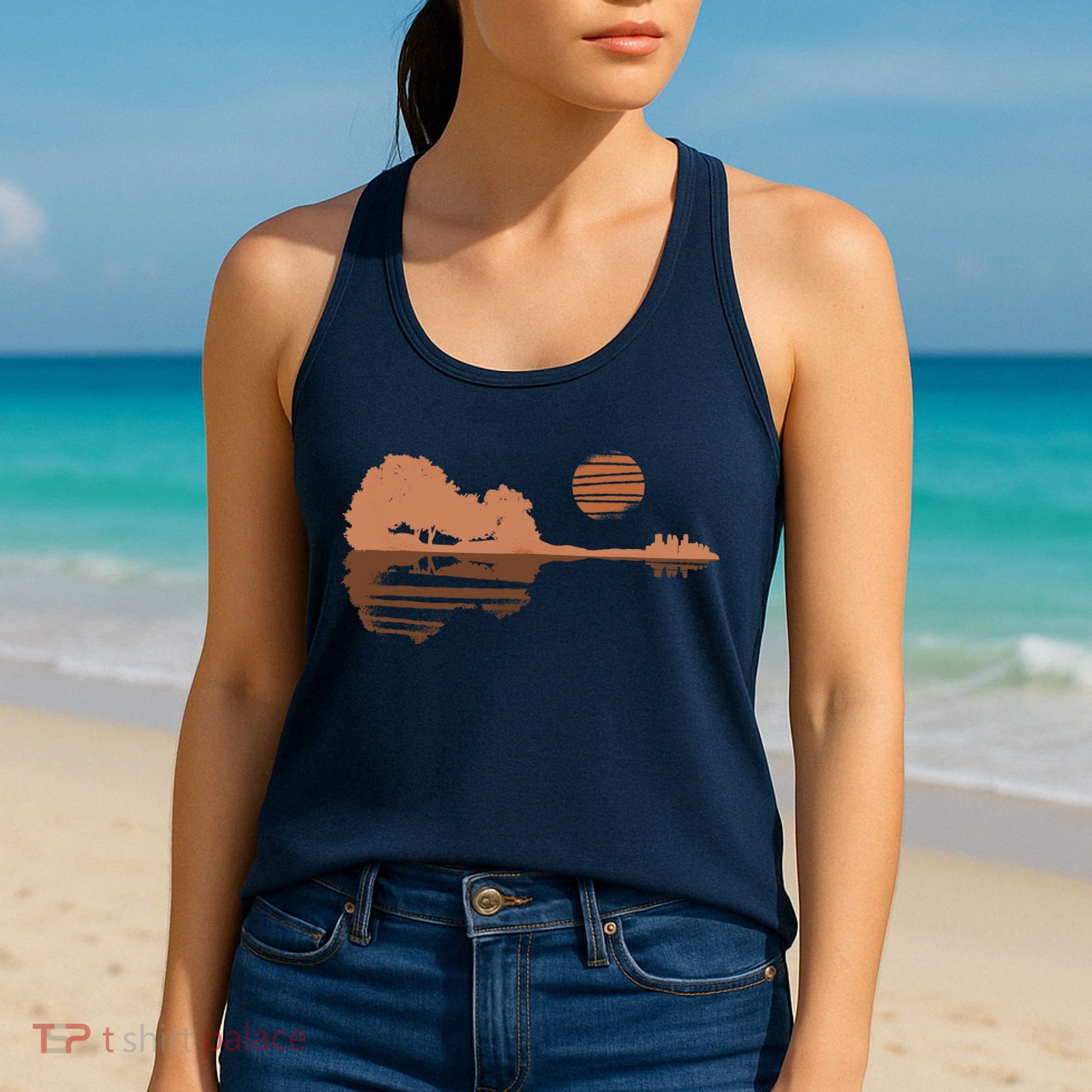 Guitar Lake Shadow Black History BLM Musician Guitarist Women's Tank Top